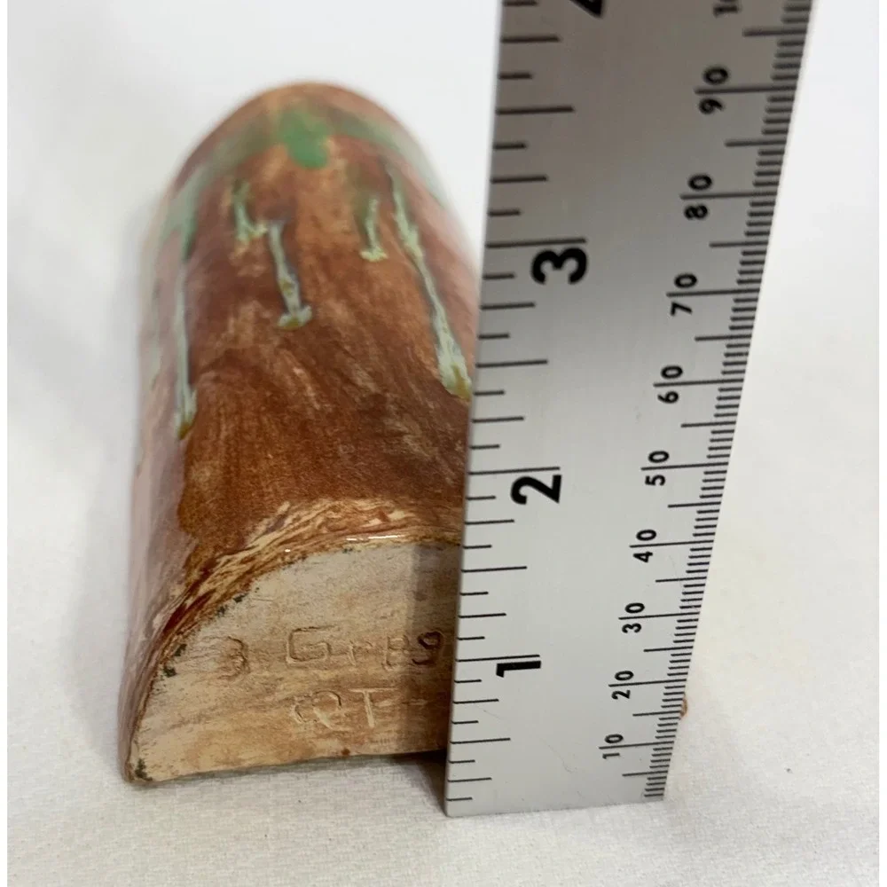 B. Gregory Handcrafted Studio Pottery Drip Glaze Ceramic Wall Pocket Vase Brown